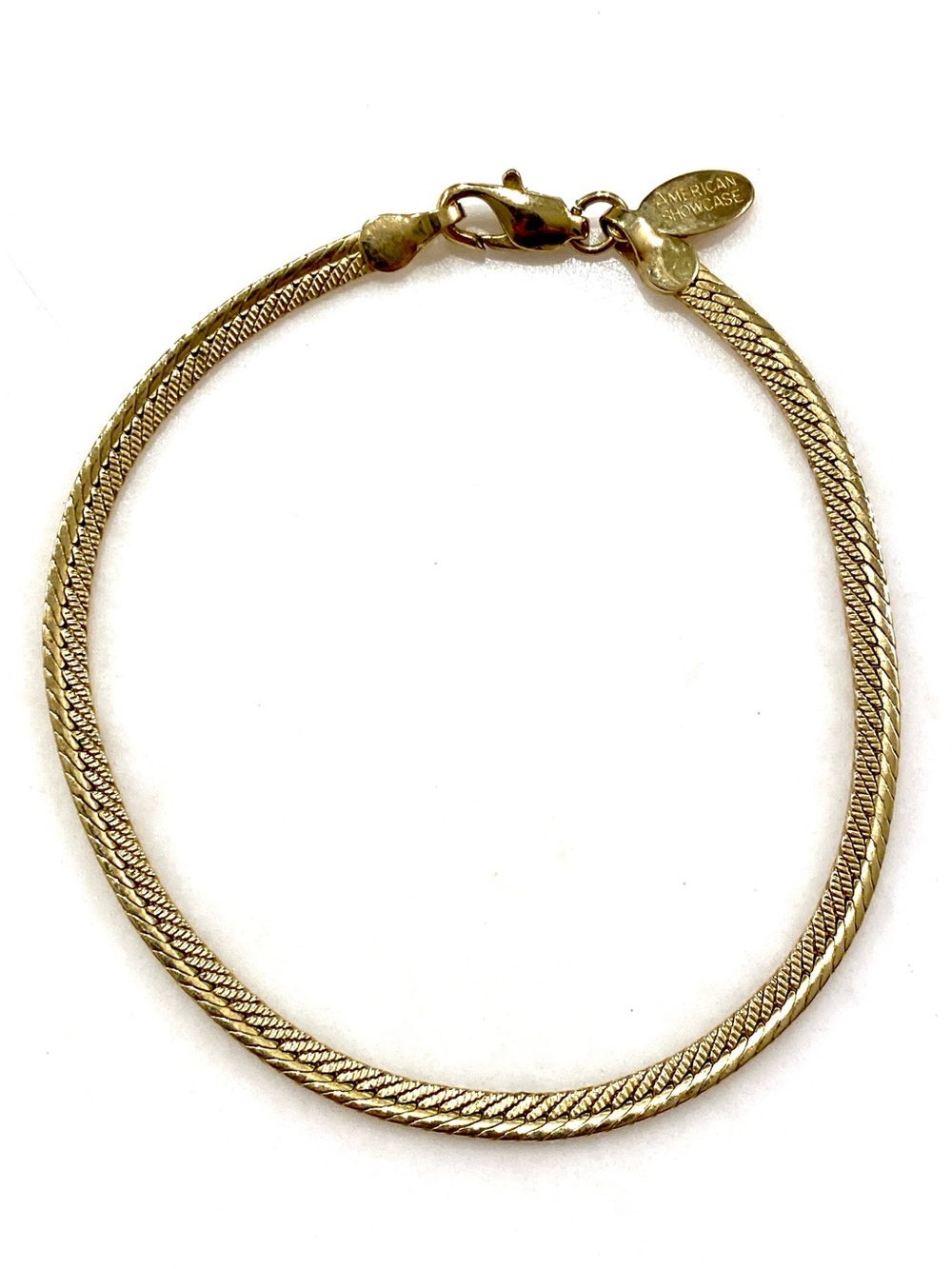 American Showcase Gold Tone Multi Strand Herringbone Rope Chain Bracelet Vintage